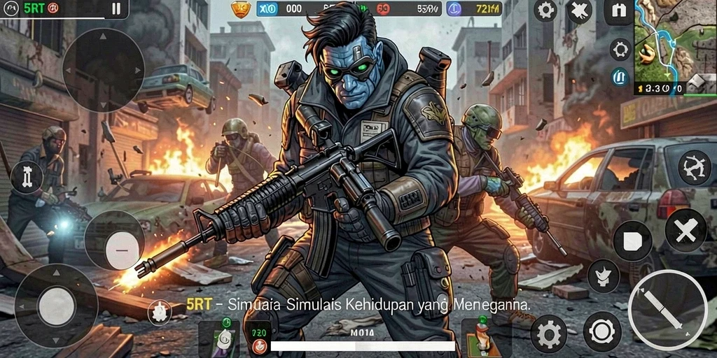 Tampilan menarik gameplay 5RT dengan interaksi yang mendalam dalam simulasi.