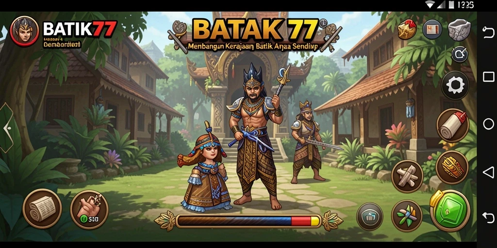 Screenshot gameplay BATIK77 menampilkan usaha batik yang kreatif dan realistis.