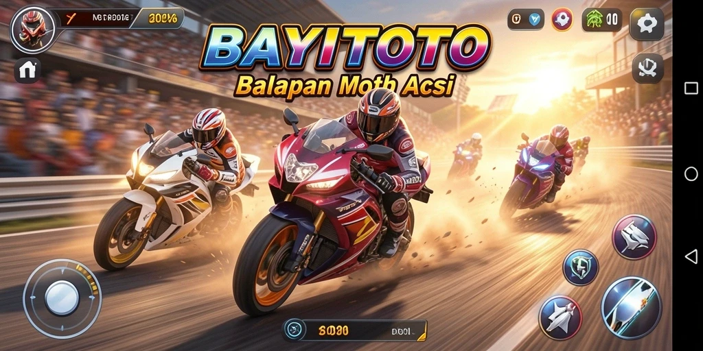 Tampilan aksi seru dalam gameplay balapan motor.
