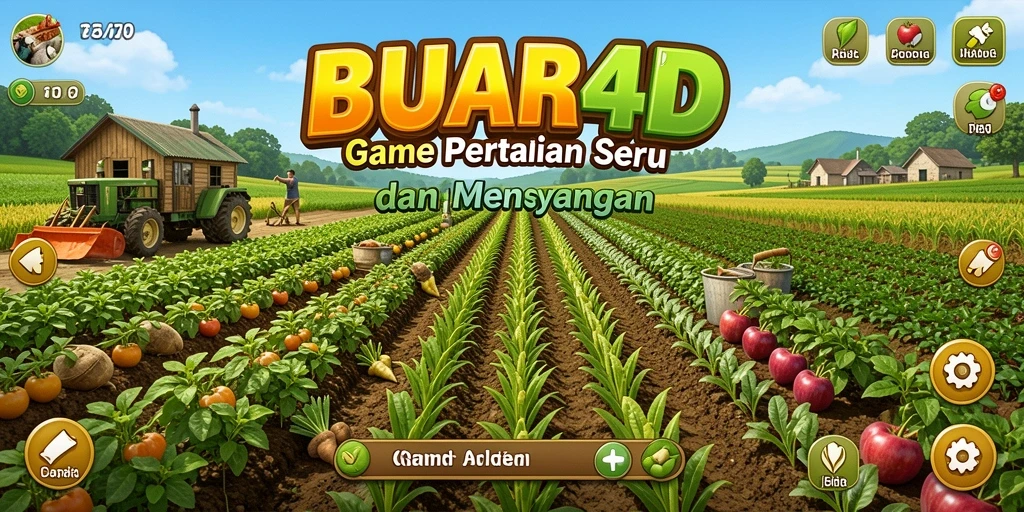 Screenshot gameplay BUAH4D menampilkan kebun buah yang subur dan berwarna-warni.