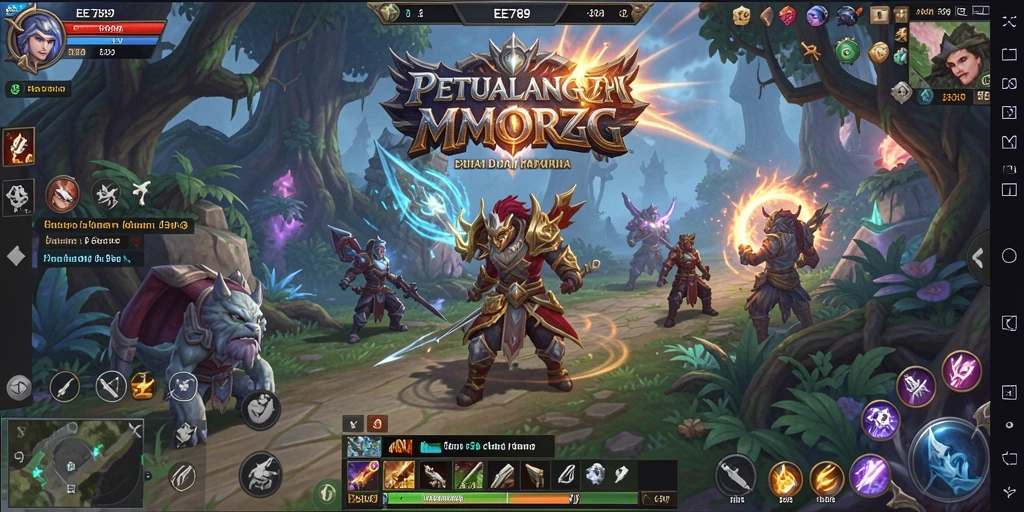 Tangkapan layar menunjukkan aksi seru dalam gameplay MMORPG EE789.