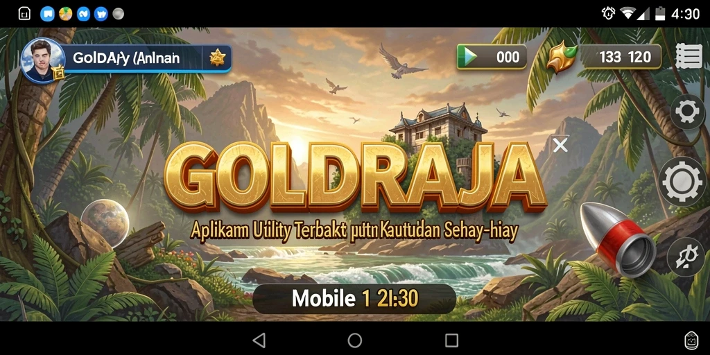 Tampilan screenshot utama GOLDRAJA menampilkan antarmuka aplikasi Utility yang intuitif.