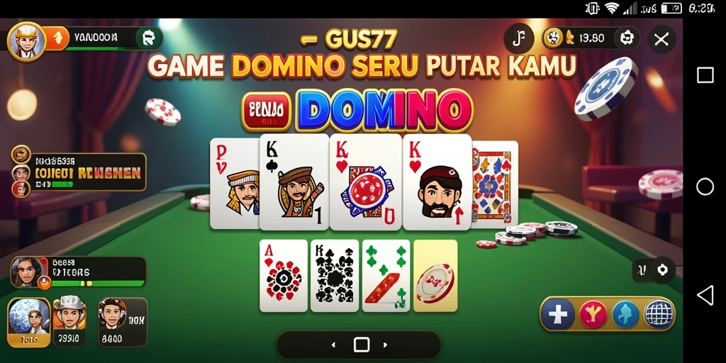 Screenshot GUS77 menampilkan suasana seru bermain Domino.
