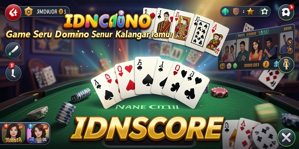 Tampilan gameplay IDNSCORE yang seru dan interaktif dalam permainan Domino.