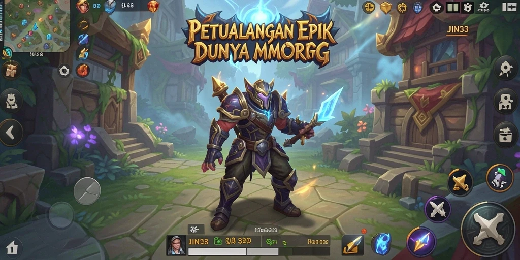 Screenshot menampilkan aksi seru di dunia MMORPG JIN33.
