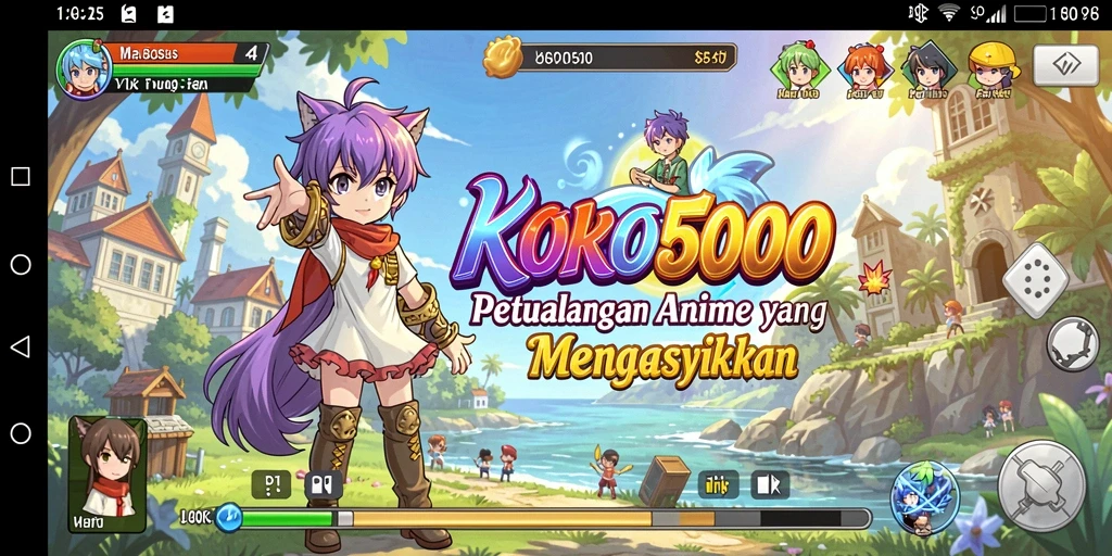 Screenshot menampilkan karakter anime dalam pertempuran yang seru.
