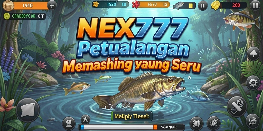 Screenshot gameplay NEX777 menampilkan momen mendebarkan saat menangkap ikan.