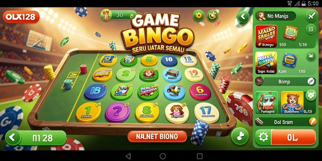 Screenshot gameplay menarik dari OLX128 yang menunjukkan keseruan bermain Bingo.