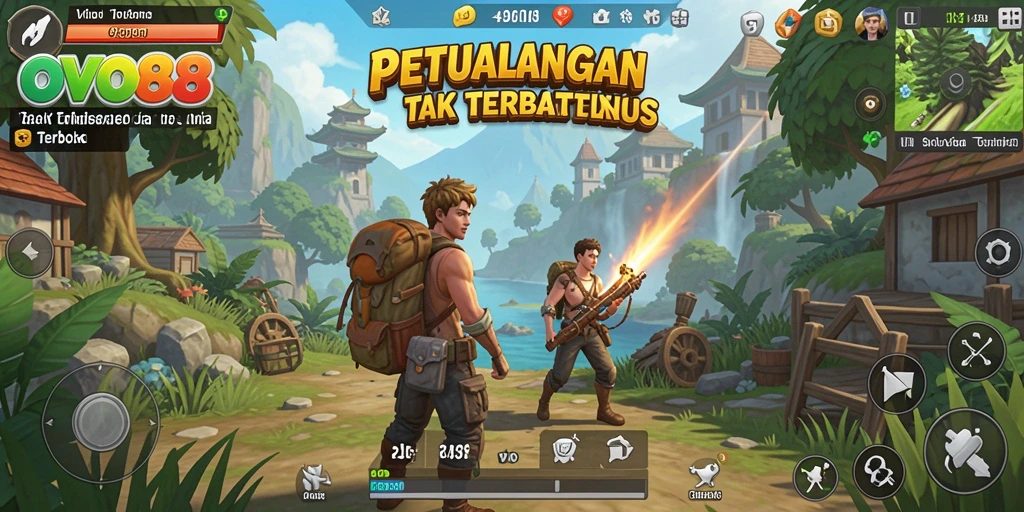 Screenshot gameplay OVO88 yang menampilkan eksplorasi dunia terbuka.