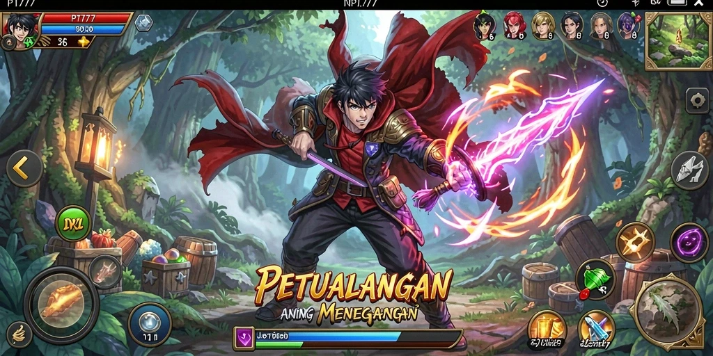 Tampilan gameplay PT777 yang penuh aksi dan karakter anime yang menarik.