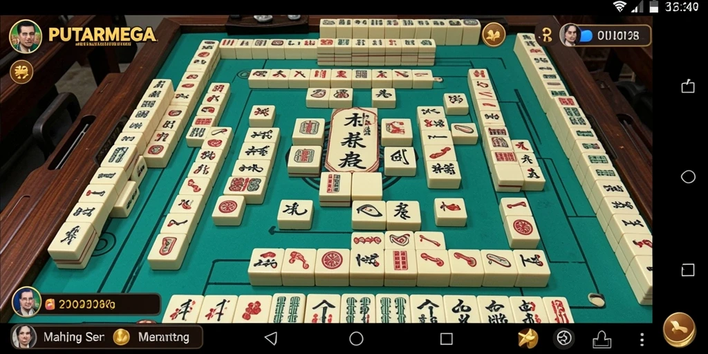 Screenshot utama gameplay PUTARMEGA dengan tampilan Mahjong yang menawan.