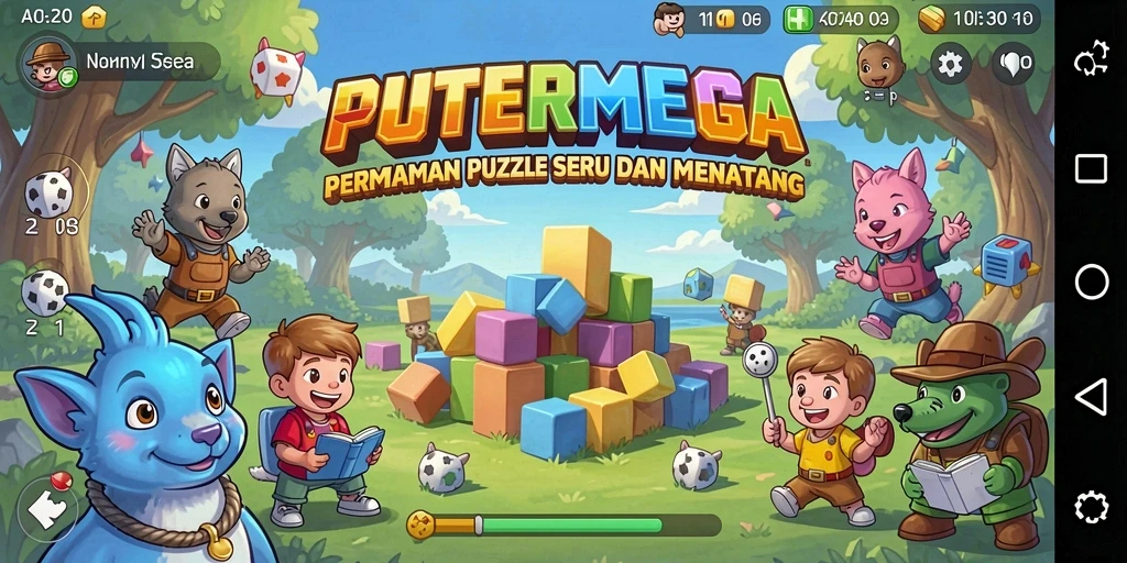 Tampilan gameplay PUTERMEGA yang menantang dan interaktif.