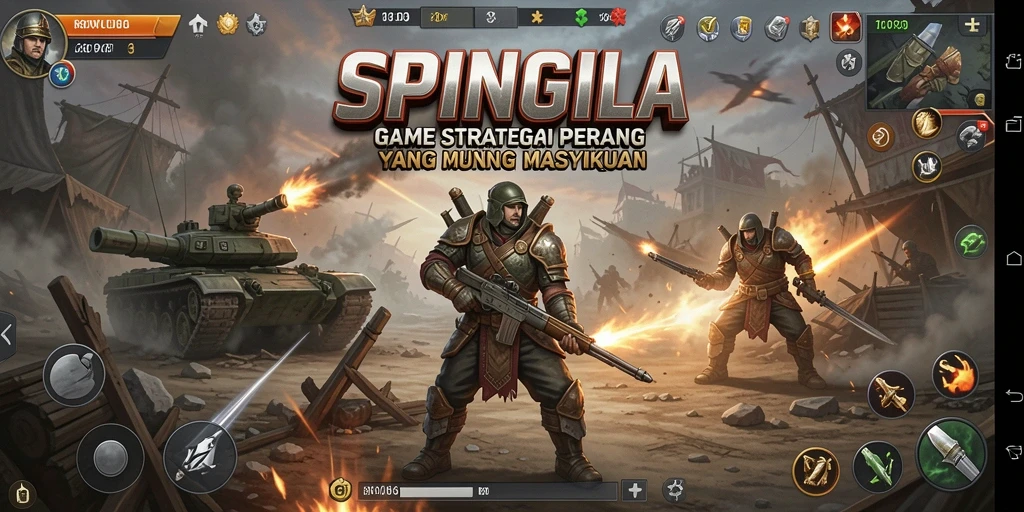 Tangkapan layar gameplay SPINGILA menunjukkan taktik perang yang mendebarkan.