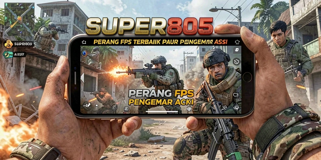 Screenshot gameplay SUPER805 menampilkan pertempuran seru di medan perang.