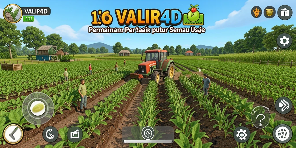 Tampilan gameplay <strong>VALIR4D</strong> dengan aktivitas pertanian yang seru.