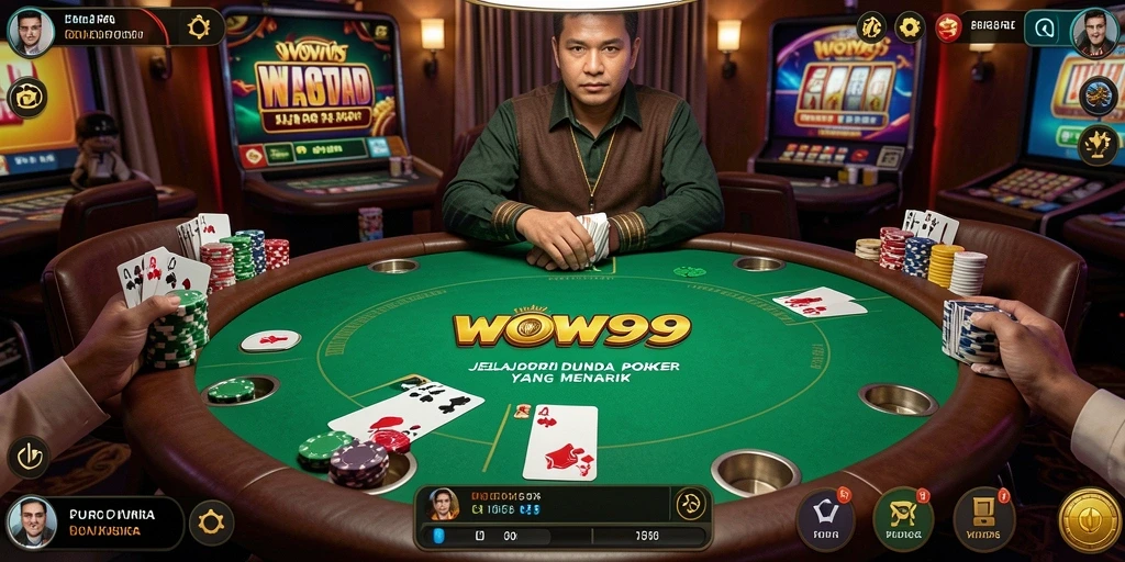 Screenshot WOW99 menampilkan aksi seru di meja poker dalam suasana nyata.